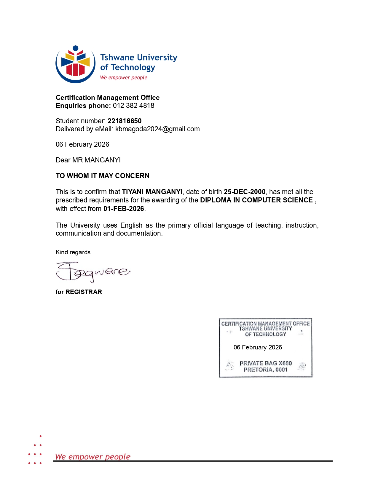 Diploma in Computer Science